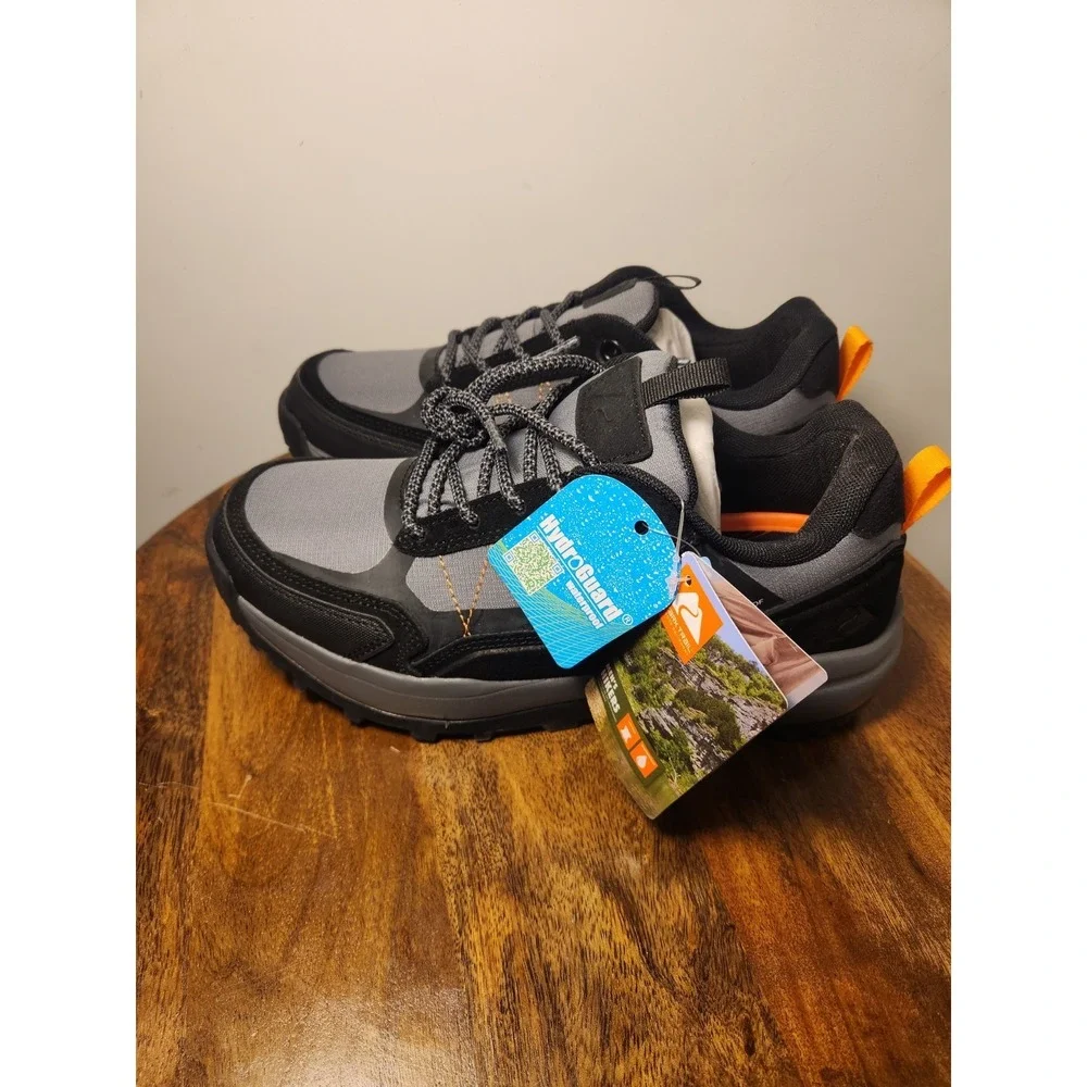 Ozark Trail Mens Waterproof Low Hike Outdoor Shoes Sz 11.5 Black Gray NEW